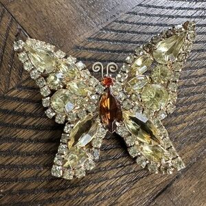 Vintage Crystal Butterfly Brooch